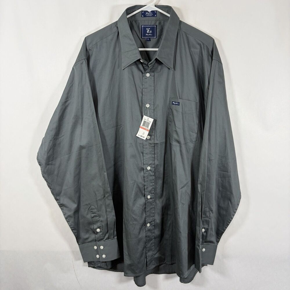 Lifted Research Group LRG Wovens Button Up Shirt Men 3XL Shiny Charcoal Gray NWT